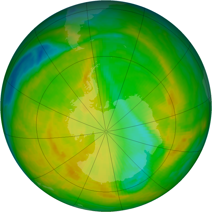 Antarctic ozone map for 22 November 1991